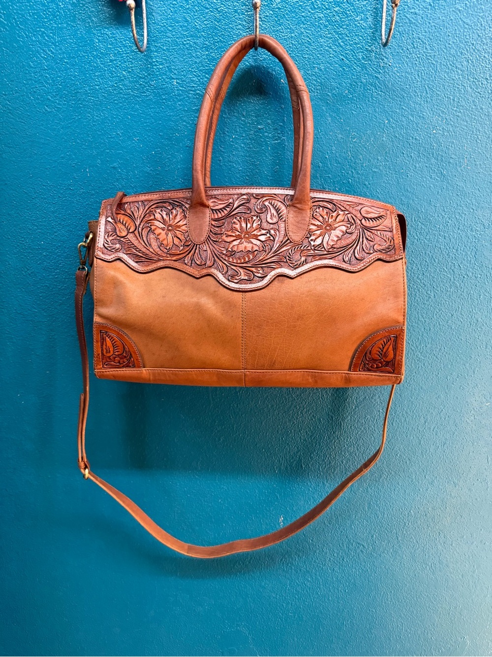 American Darling Tooled Leather Conceal Carry Satchel in Brown